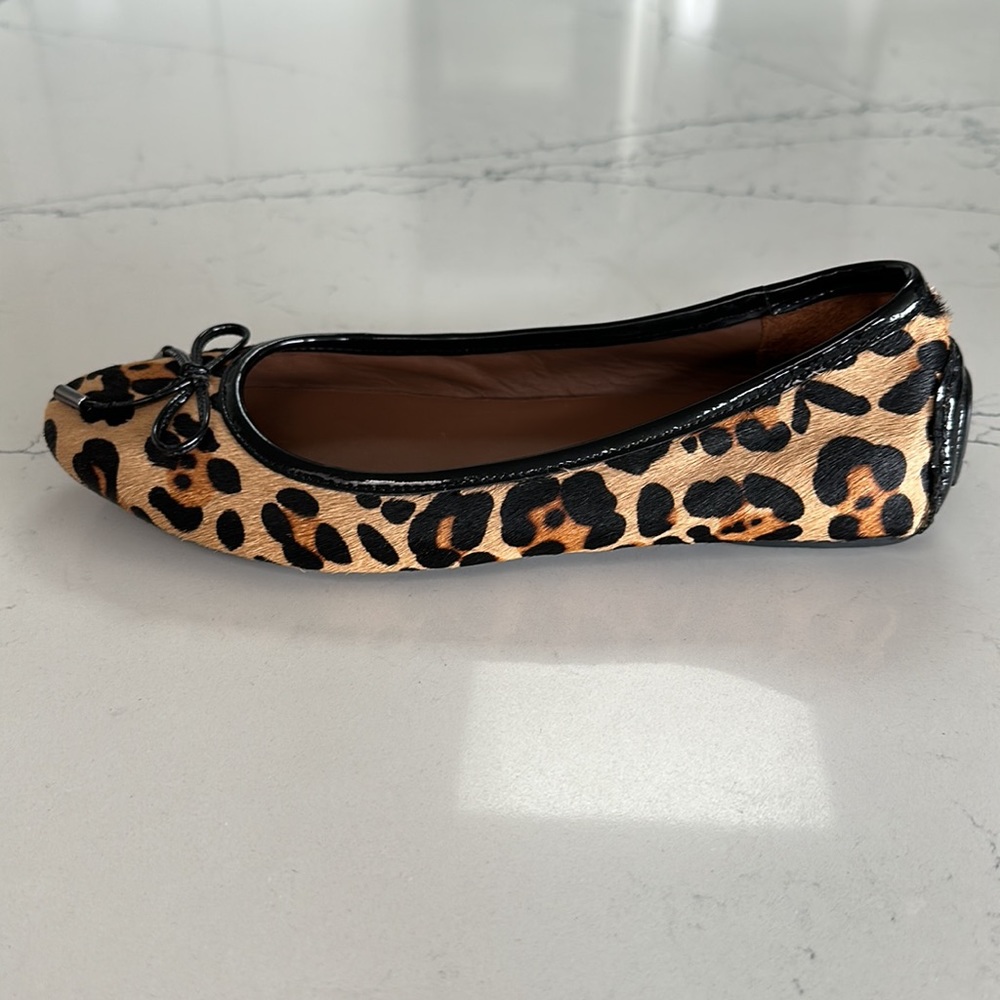 Donald J. Pliner Black Tan Leopard Print Calf Hair and Leather Ballet Flats - Picture 7 of 8
